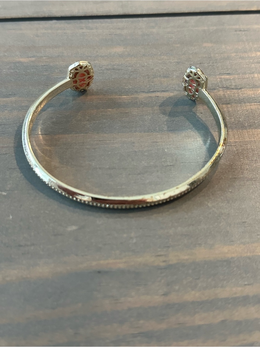Kendra Scott Elton Gold Open Cuff Bracelet with Red Stone Ends - Picture 3 of 3